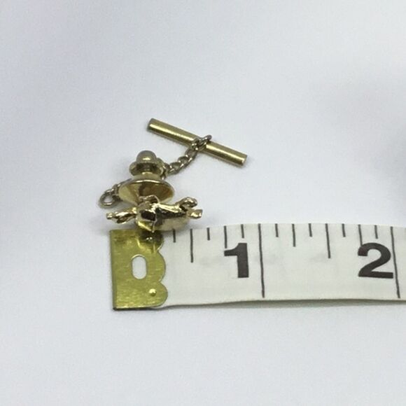 Vintage Tie Tack Dual Textured Turtle Tortoise Gold Tone Estate - Picture 4 of 5